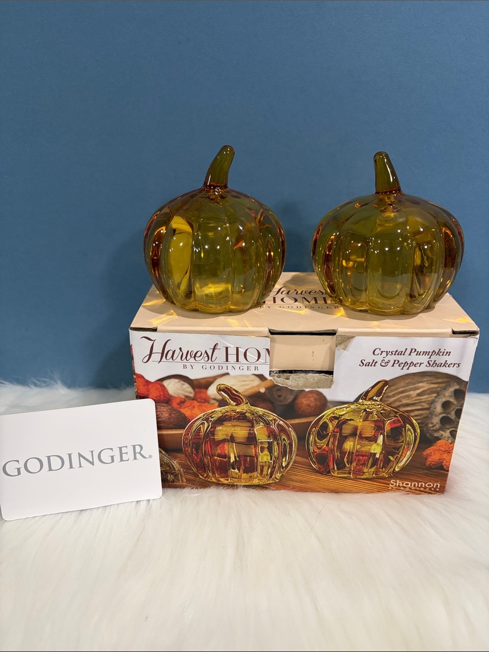 Godinger Amber Glass Pumpkin Salt & Pepper Set